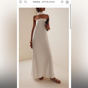 Third Form White Strapless Dress w Scarf